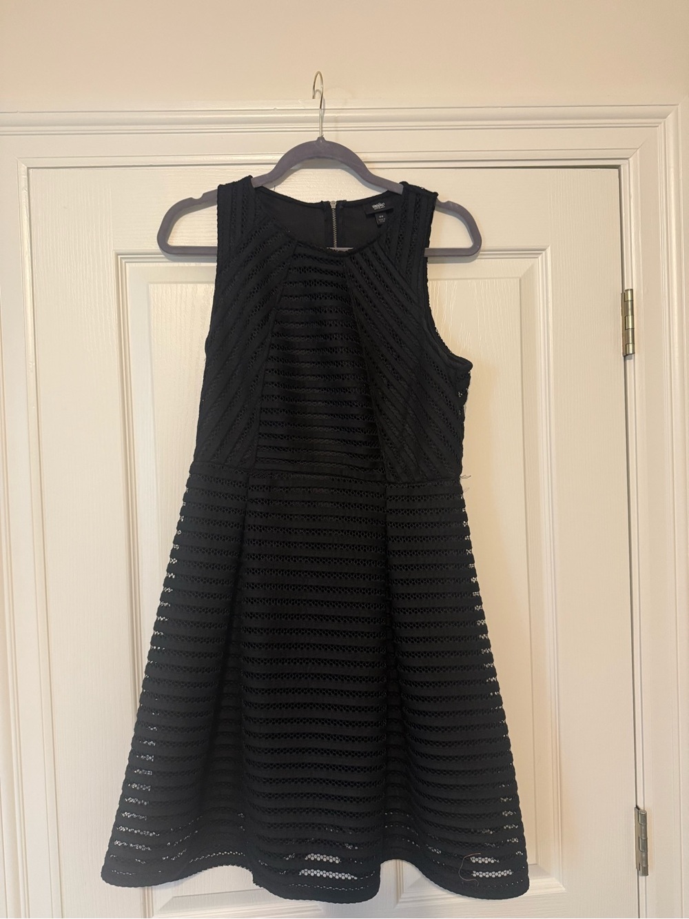 Black Textured Fit-and-Flare Dress